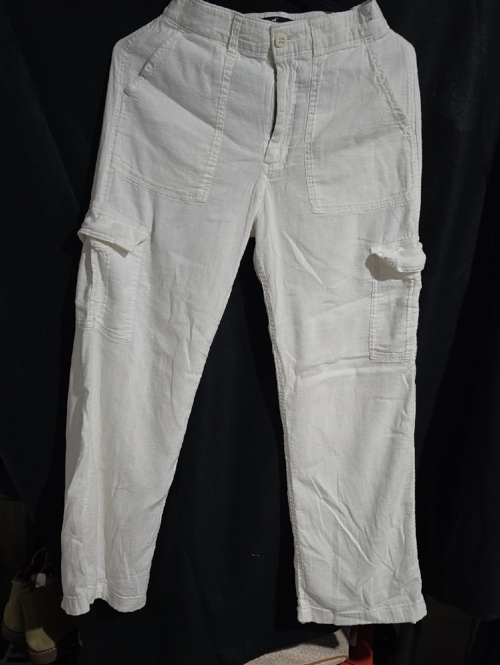 Hollister White Vintage-Inspired High-Rise Baggy Pants